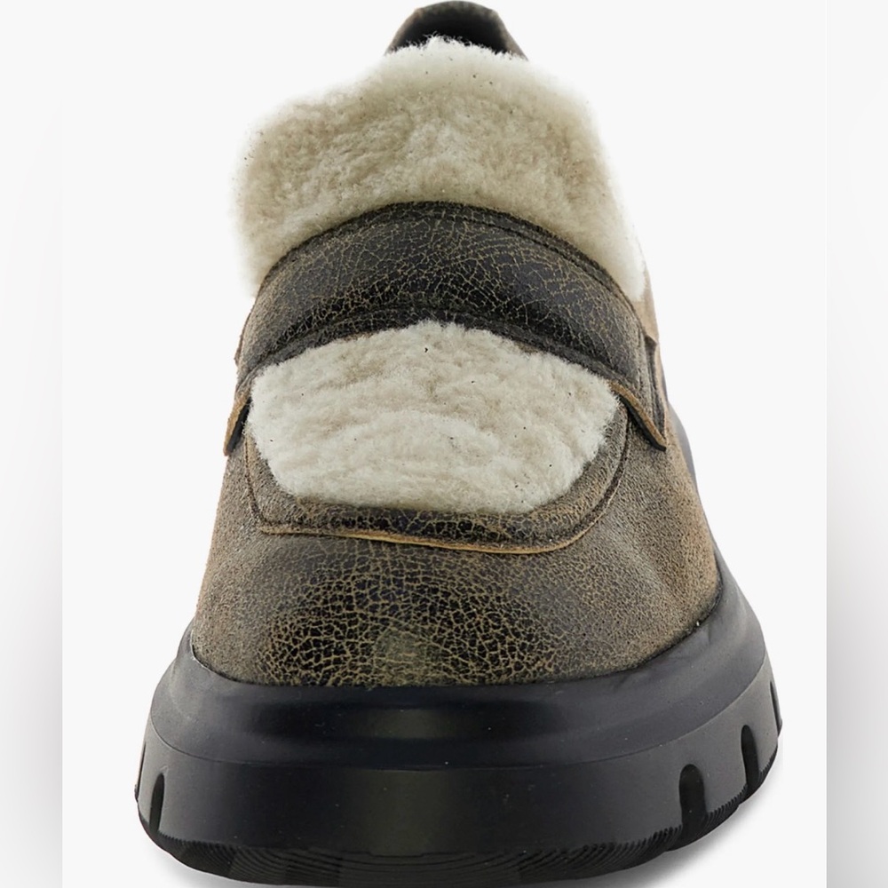 NWT VOILE BLANCHE Twilly Genuine Shearling Lug Sole Loafer in Ecru Beige - Picture 4 of 16
